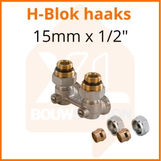 Zweirohr - Hahnblock in Eckform 15mm x 1/2''