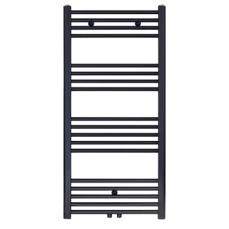120x60 cm - 775 Watt - Ecorad Badheizkörper - Matt Schwarz (RAL9005) - Universal-6 Anschlüsse