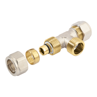 Bonfix Alu-Klemm x Außengewinde x Alu-Klemm T-Stück | 26 x 3/4 x 26