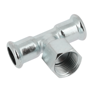 Bonfix Stahlverzinkt Press x Innengewinde x Klemm T-Stück (Heizung) | 15 x 3/8 x 15