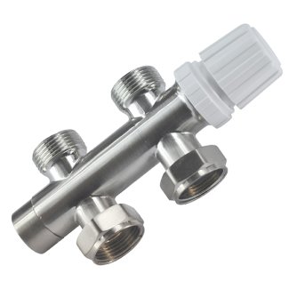 Thermostat-Unterblock 3/4", gerade, Gebürsteter Stahl