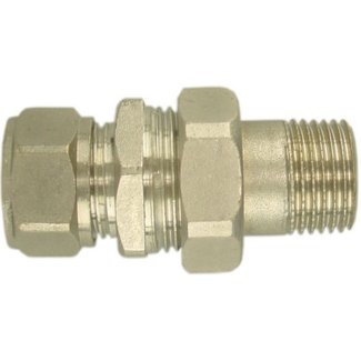 Heizkörperkupplung 3-teilig 1/2" x 15 mm Klemm, gerade, vernickelt