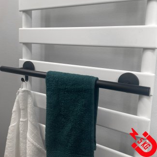 BSXL Magnetisches 400 mm Handtuchregal mit Haken für Heizkörper – Schwarz